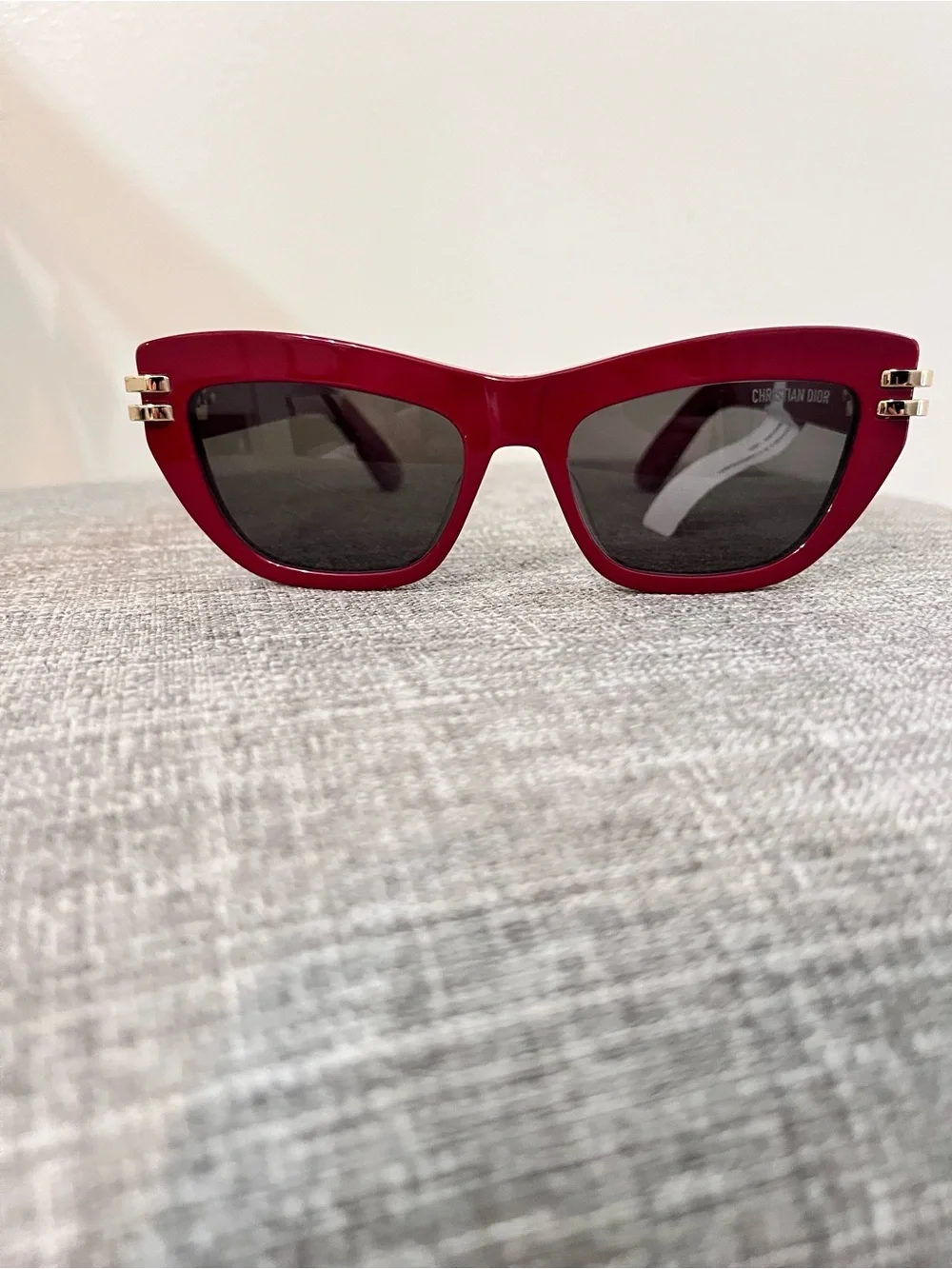 Dior Burgundy Cat-Eye Sunglasses with Gold Temples